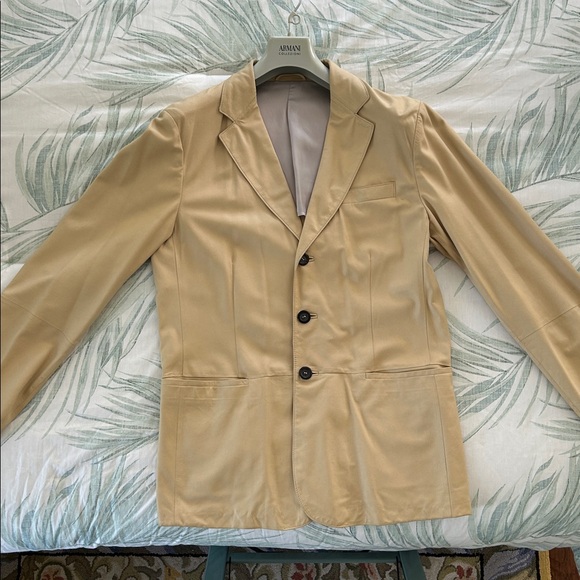 Armani Collezioni Leather Butter / Gold Dinner / Suit Jacket Size 42 - Picture 4 of 16